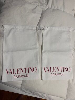 Valentino Garavani White Dust Bags with Red Logo - Pair